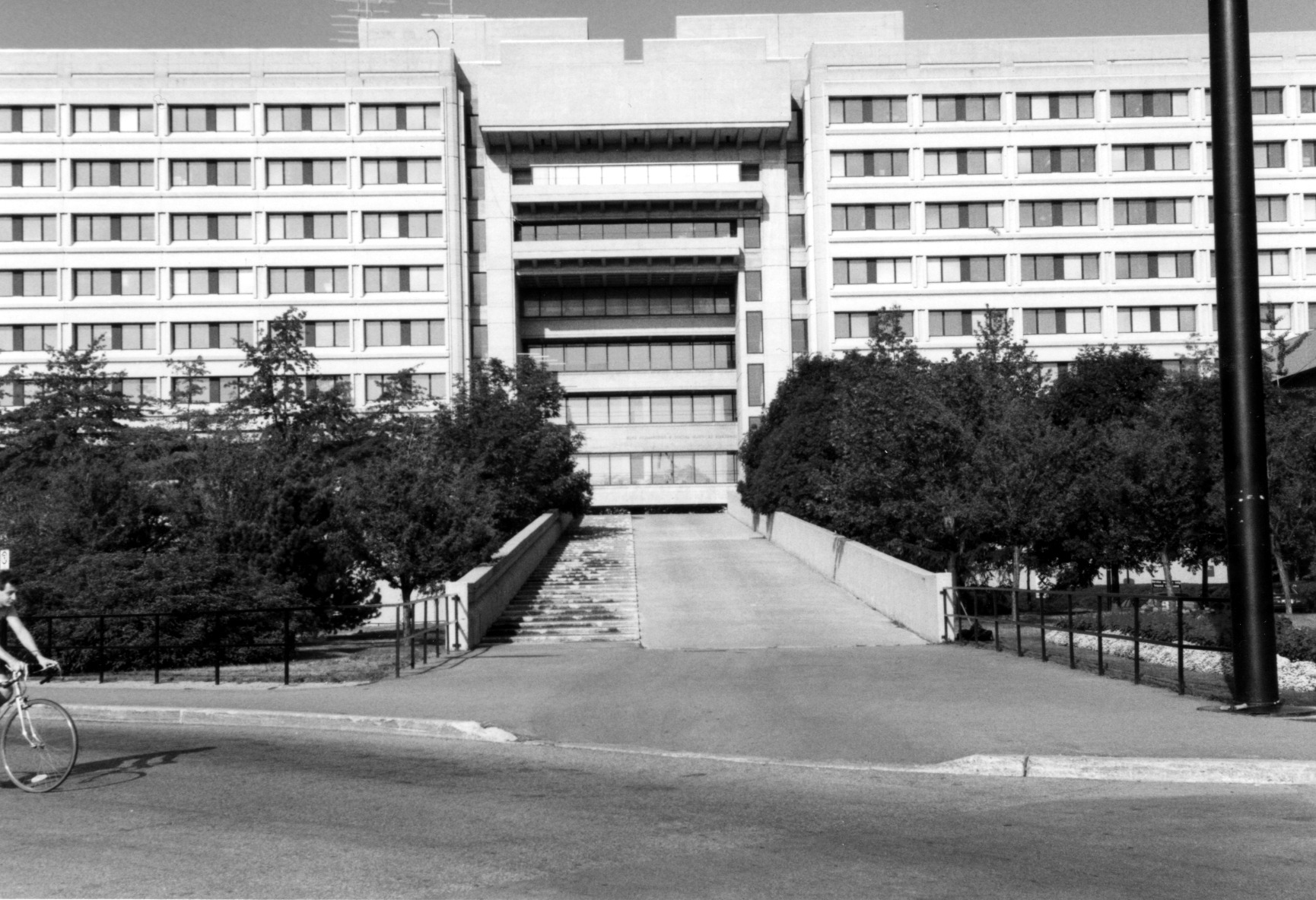 A view of the Ross ramp, located where Vari Hall now stands